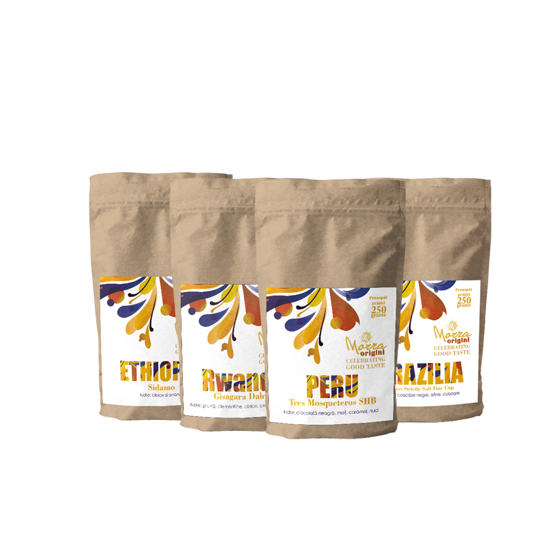 Pachetul Cafegiului, cafea măcinată din cafea boabe origini