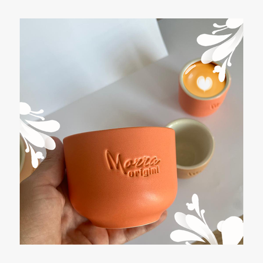 Ceasca cappuccino/flat white, embosata Morra origini, portocaliu, 200 ml